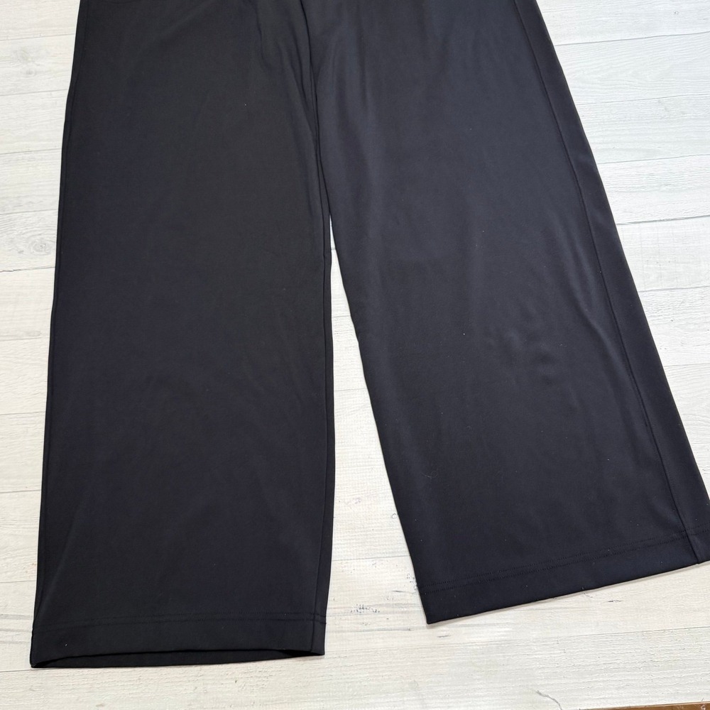 Athleta women's black wide leg pants pull on zippered pockets size medium - Picture 2 of 11